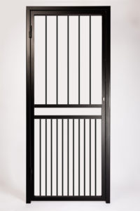 Double Bar Security Gate. Design Features Extra Set of 12mm Square Infill Bars in Lower Section and a Letterbox Opening.